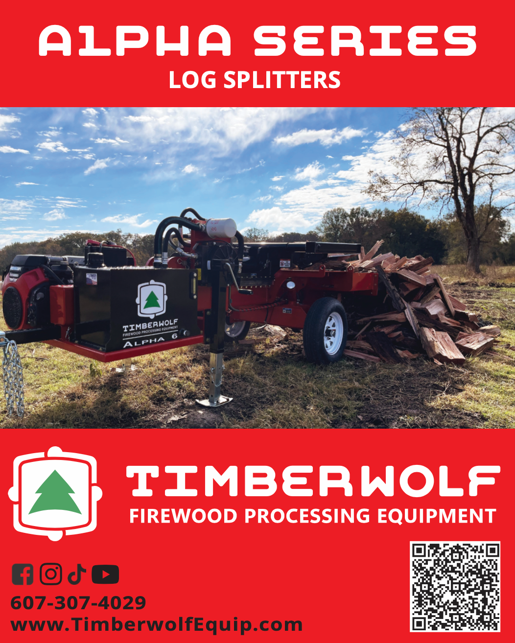 Timberwolf Firewood Processing Equipment Alpha Series Log Splitter Technical Specifications Brochure Download