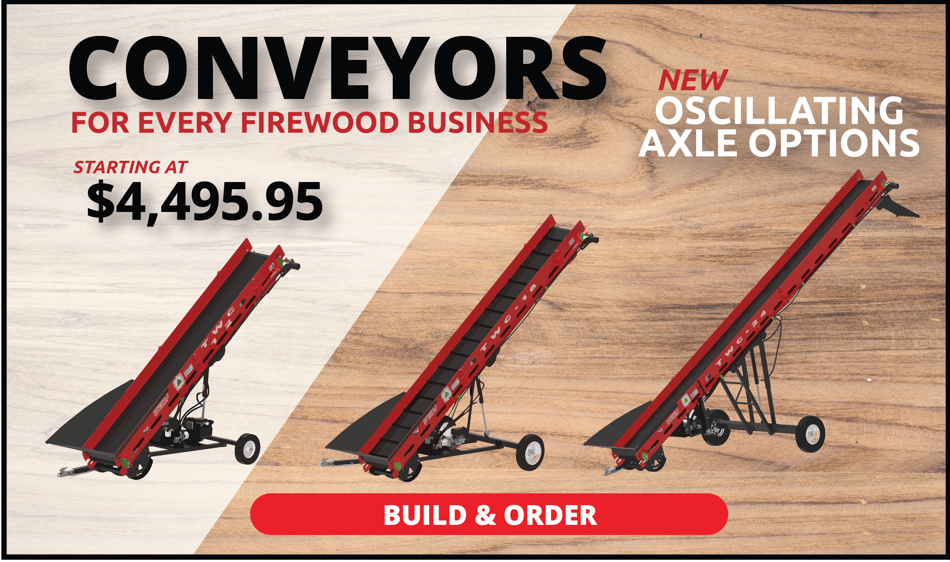 Timberwolf Manufactures Firewood Conveyors Ranging from 12 to 32 feet