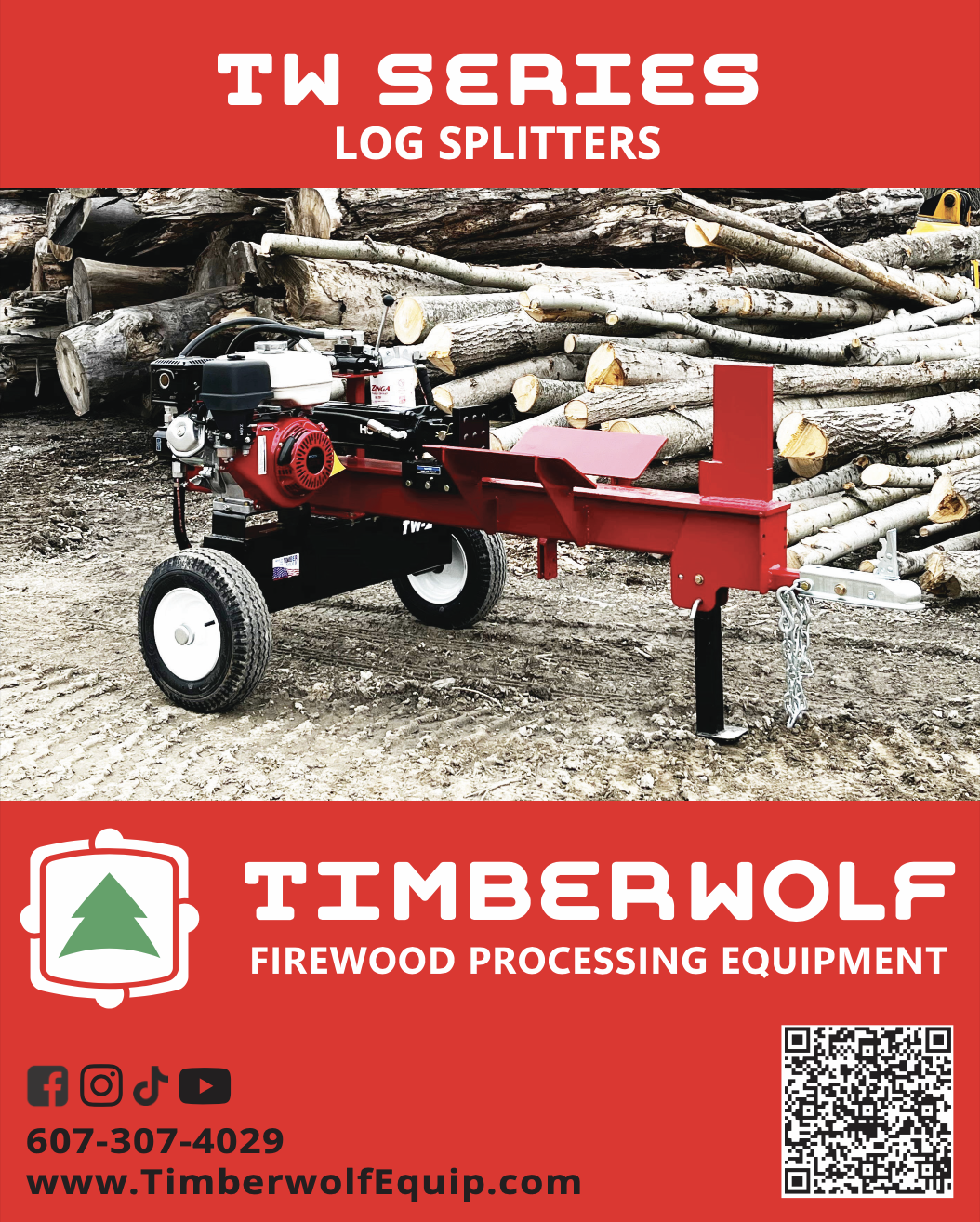 Timberwolf Firewood Processing Equipment TW Series Log Splitter Technical Specifications Brochure Download