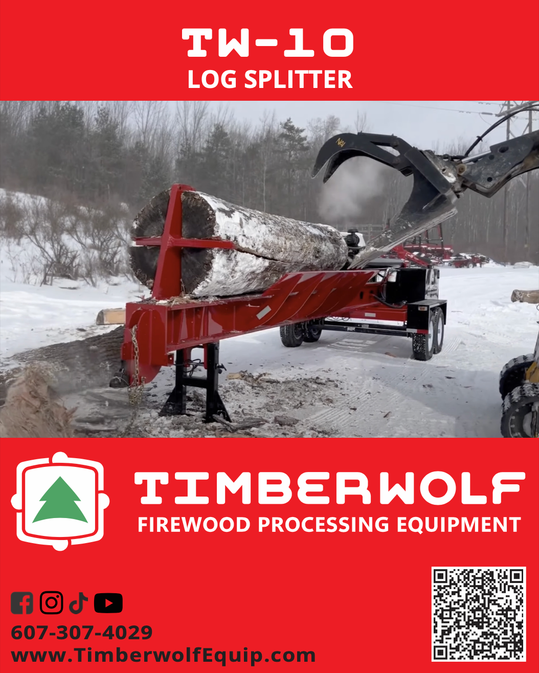 Timberwolf Firewood Processing Equipment TW-10 Log Splitter Technical Specifications Brochure
