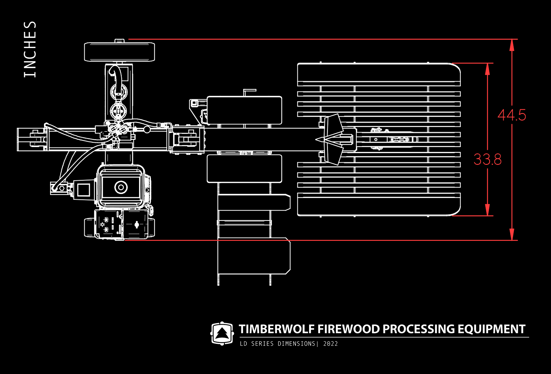 Timberwolf Firewood Processing Equipment TW-2 Log Splitter Top Dimensions