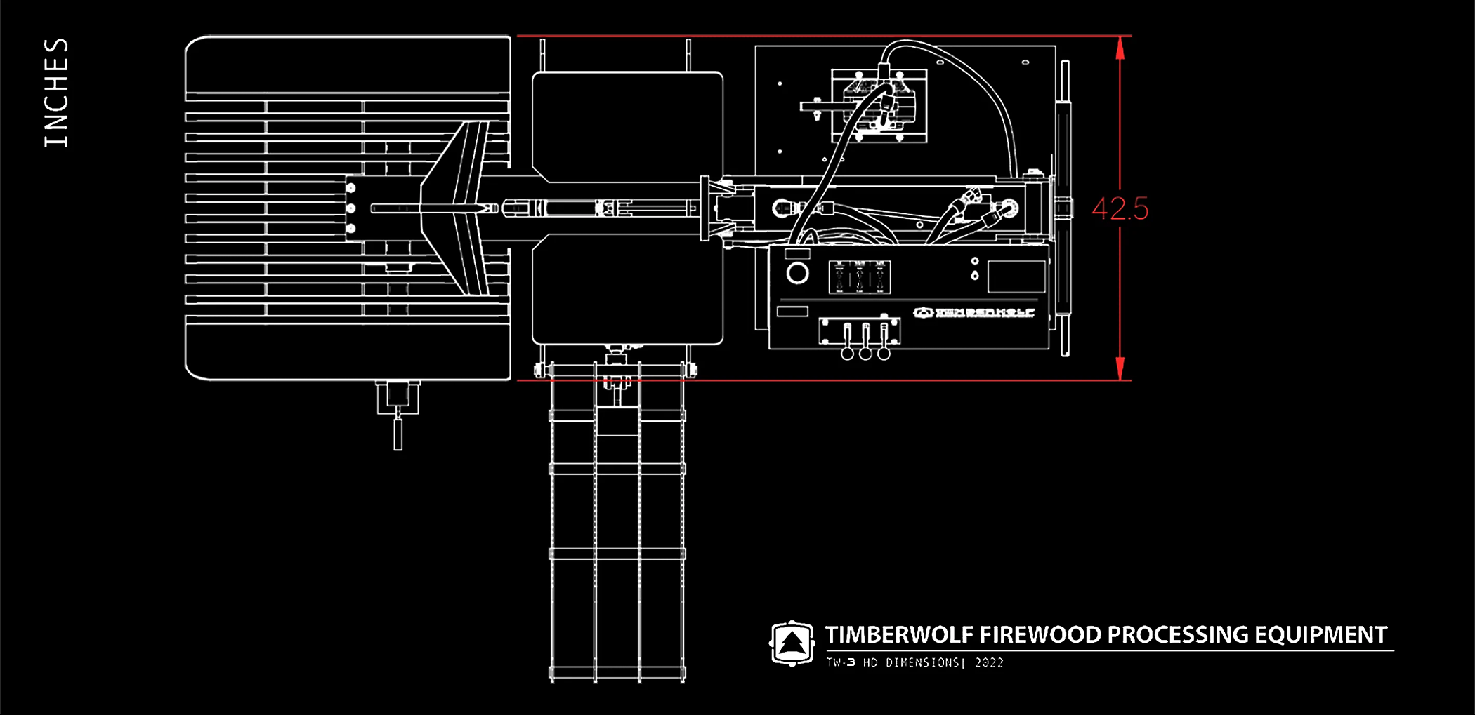 Timberwolf Firewood Processing Equipment TW-3 HD Log Splitter Top Dimensions